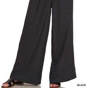 Zenana Woven Airflow Drawstring Pants Black NWOT Sizes S--L